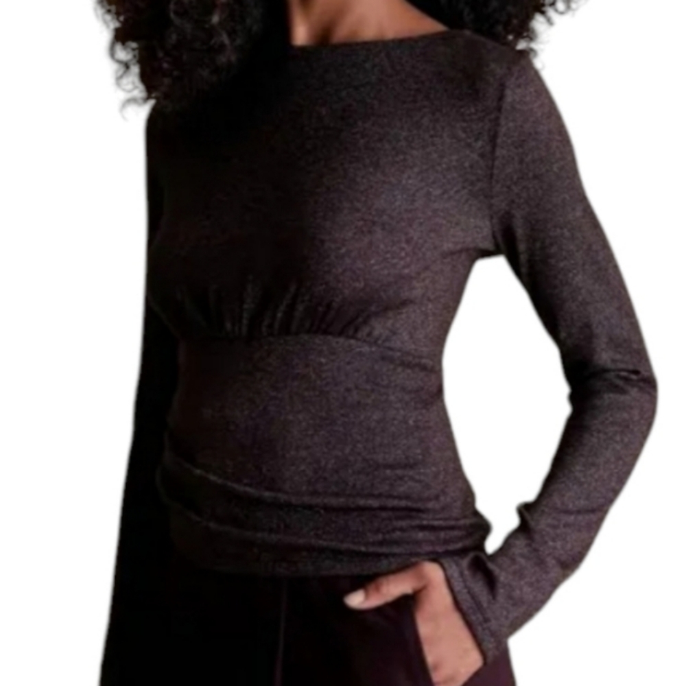 Banana Republic Women Metallic Midnight Lily Knit Lurex Top Size S